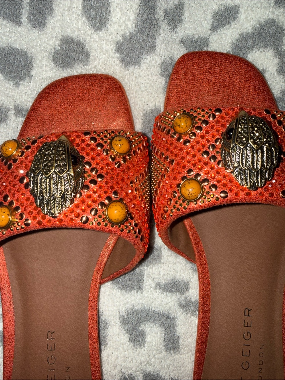 Kurt Geiger Eagle-head ⚠️ Limited Style⚠️ Orange Kensington Sandal - Picture 2 of 9